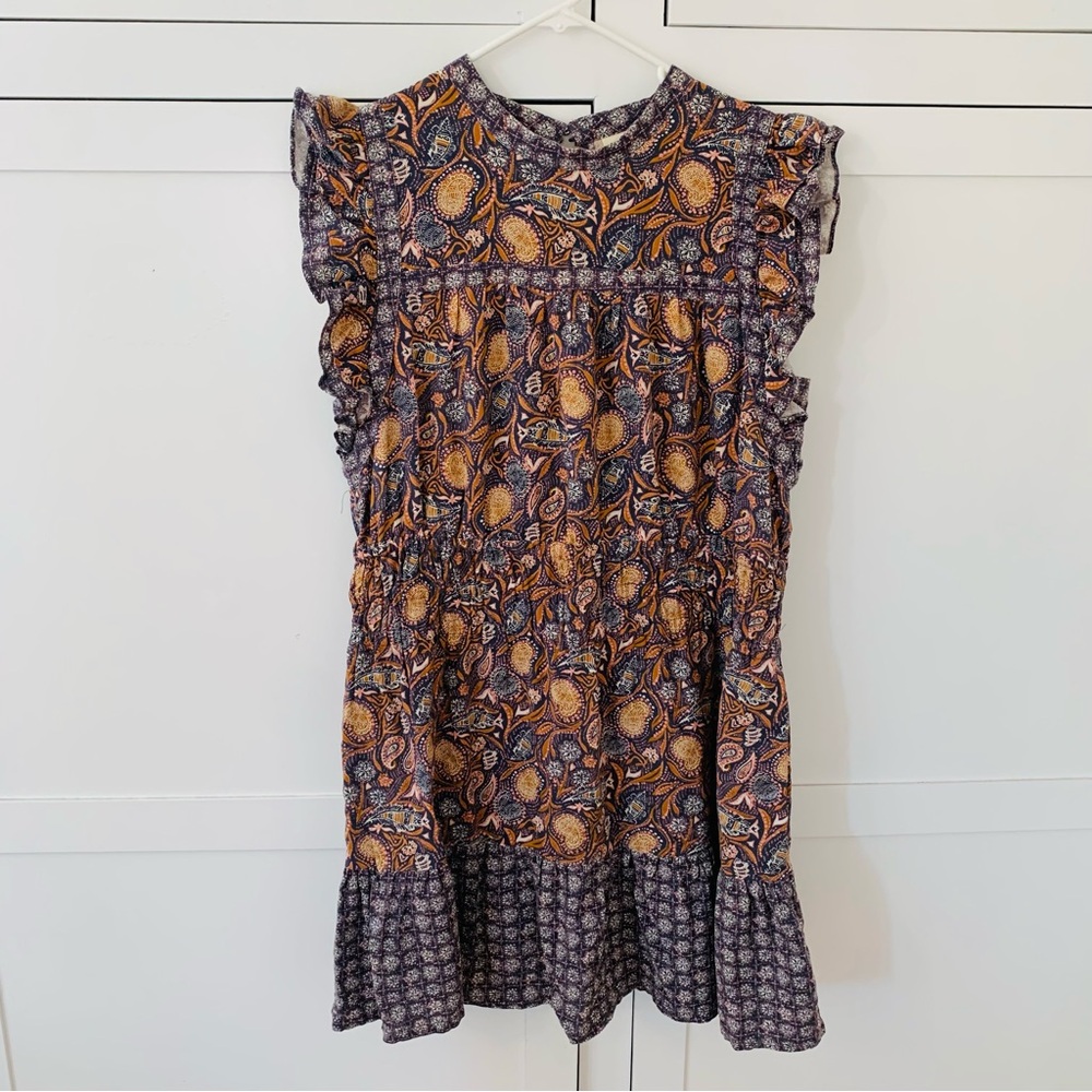 Universal Thread Orange Paisley Linen Cap Sleeve Sinch Dress Size XXL